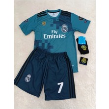 Real Madrid Cristiona Ronaldo Turkuaz 2018 Şampiyonlar Ligi  Çocuk Alt Üst Takımı T-Shrt  4 Parça