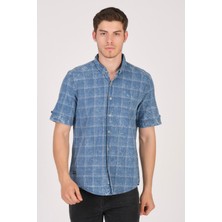Kısa Kol Slim Fit Ekoseli Gömlek