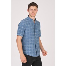 Kısa Kol Slim Fit Ekoseli Gömlek