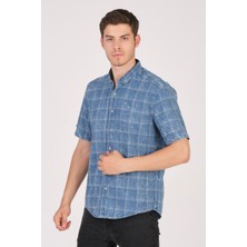 Kısa Kol Slim Fit Ekoseli Gömlek