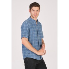 Kısa Kol Slim Fit Ekoseli Gömlek