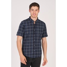 Kısa Kol Slim Fit Ekoseli Gömlek