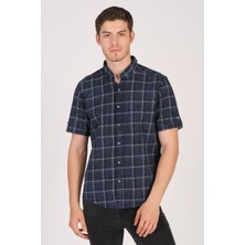 Kısa Kol Slim Fit Ekoseli Gömlek