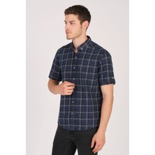 Kısa Kol Slim Fit Ekoseli Gömlek