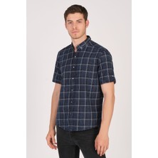 Kısa Kol Slim Fit Ekoseli Gömlek
