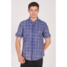 Kısa Kol Slim Fit Ekoseli Gömlek