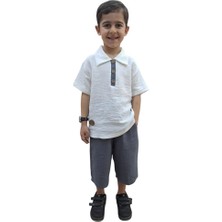 Erkek Çocuk Yazlık Tişört Kapri Takımı-Müslin Organik Kumaş, 6-10YAŞ, Cepli, Lüks