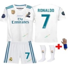 Real Madrid Cristiona Ronaldo Beyaz 2018  Şampiyonlar Ligi Çocuk Alt Üst Takımı T-Shrt 4 Parça