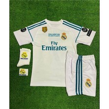 Real Madrid Cristiona Ronaldo Beyaz 2018  Şampiyonlar Ligi Çocuk Alt Üst Takımı T-Shrt 4 Parça