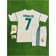 Real Madrid Cristiona Ronaldo Beyaz 2018  Şampiyonlar Ligi Çocuk Alt Üst Takımı T-Shrt 4 Parça
