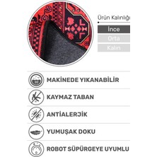 Beylerbeyi Kırmızı Şönil Halı | Dijital Baskı, Kaymaz Tabanlı, Yıkanabilir, Toz Tutmaz