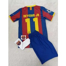 Barcelona Neymar Jr 2011 Sezon  Retro Bordo   Çocuk Alt Üst Takımı T-Shrt 4 Parça