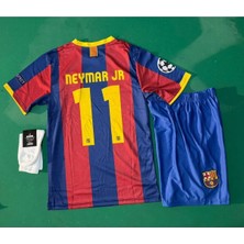 Barcelona Neymar Jr 2011 Sezon  Retro Bordo   Çocuk Alt Üst Takımı T-Shrt 4 Parça