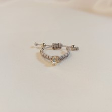 Crystal Atelier Gümüş Rengi Ip Örgü Makrome El Yapımı Tek Taş Beyoğlu Taşı Ayarlanabilir Unisex Kristal Taş Yüzük, Tek Taş Yüzük, Gümüş Makrome Yüzük, Ayarlanabilir Yüzük, Minimalist Tek Taş Yüzük