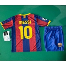 Barcelona Lonel Messi  2011 Sezon  Retro Bordo   Çocuk Alt Üst Takımı T-Shrt 4 Parça