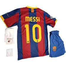 Barcelona Lonel Messi  2011 Sezon  Retro Bordo   Çocuk Alt Üst Takımı T-Shrt 4 Parça