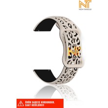 Samsung Galaxy Active 2 40 / 44MM Uyumlu Leopar Desenli Silikon Kordon 20 mm