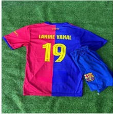 Barcelona Lamine Yamal Yeni Sezon  Bordo   Çocuk Alt Üst Takımı T-Shrt 4 Parça