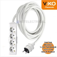 Multi-Let | Dörtlü 15 Metre Topraklı Çocuk Korumalı Grup Priz - 4'lü, 15 M, (3x2.5 Ttr Tam Bakır Kalın Kablolu)