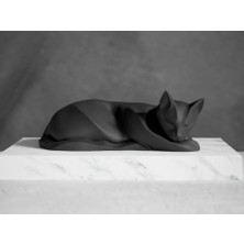 Uyuyan Kübik Kedi Heykeli 20CM - Hediyelik Dekoratif Biblo ve Heykel Geometrik Kedi Figürü