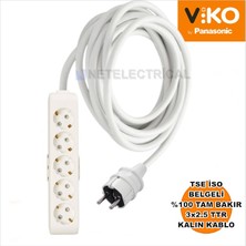 Multi-Let | Beşli 15 Metre Topraklı Çocuk Korumalı Grup Priz - 5'li, 15 M, (3x2.5 Ttr Tam Bakır Kalın Kablolu)