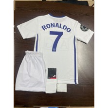 Cristiano Ronaldo Manchester Unıted 2008 Moscow Finali Beyaz  Çocuk Alt Üst Takımı T-Shrt 4 Parça
