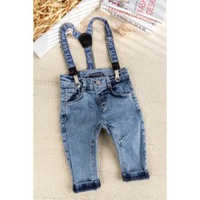 Askılı Denim Şık Kot Erkek Bebek Pantolon