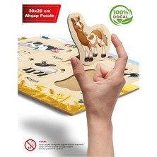 Ahsap Renkli Eğitici Öğretici Çiftlik Hayvanlari Sök Tak Puzzle