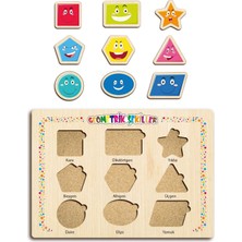 Ahşap Eğitici Öğretici Geometrik Şekiller Sok Tak Bul Tak Puzzle