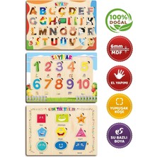 Ahşap Eğitici Öğretici Set Alfabe Şekiller Sayılar