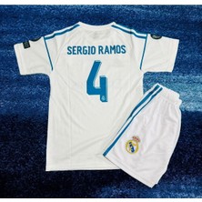 Sergio Ramos Beyaz 2018 Şampiyonlar  Ligi Real Madrid  Çocuk Alt Üst Takımı T-Shrt 4 Parça