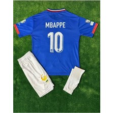 Fransa Mbappe  Milli Takım Mavi Çocuk Alt Üst Takımı T-Shrt 4 Parça