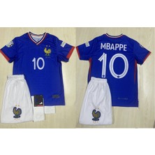 Fransa Mbappe  Milli Takım Mavi Çocuk Alt Üst Takımı T-Shrt 4 Parça