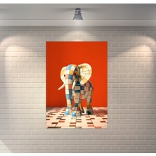 Renkli Sanatsal Fil Retro Ahşap Poster
