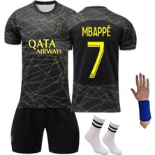 Psg  Mbappe 21/22 Sezon Gold-Siyah Özel Tasarım Çocuk Alt Üst Takımı T-Shrt 4 Parça