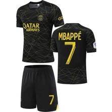 Psg  Mbappe 21/22 Sezon Gold-Siyah Özel Tasarım Çocuk Alt Üst Takımı T-Shrt 4 Parça