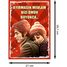 Kadir Inanır ve Türkan Şoray Yeşilçam Ayırmasın Mevlam Bizi Retro Ahşap Poster