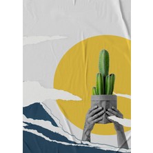 Kaktüs Collage Retro Ahşap Poster