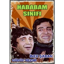 Hababam Sınıfı Inek Şaban ve Güdük Necmi Retro Ahşap Poster