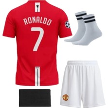 Manchester Unıted  Ronaldo 2008 Moscow Kırmızı  Çocuk Alt Üst Takımı T-Shrt 4 Parça