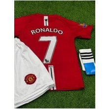Manchester Unıted  Ronaldo 2008 Moscow Kırmızı  Çocuk Alt Üst Takımı T-Shrt 4 Parça