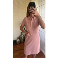Toz Pembe Polo Elbise