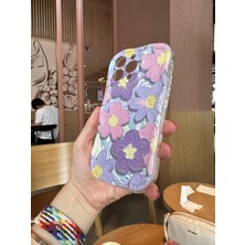 iPhone 14 Pro Max Çiçekli Mor Desenli Sert Telefon Kılıfı