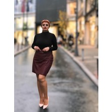 Deri Mini Şortlu Etek