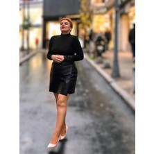 Deri Mini Şortlu Etek