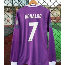 Real Madrid Cristiona Ronaldo Mor 2017 Cardif Şampiyonlar Ligi Uzun Kol Yetişkin T-Shrt Forma