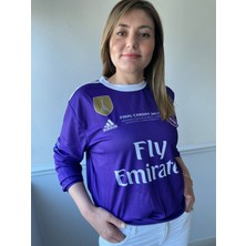 Real Madrid Cristiona Ronaldo Mor 2017 Cardif Şampiyonlar Ligi Uzun Kol Yetişkin T-Shrt Forma