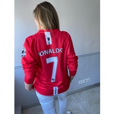 Cristiona Ronaldo Kırmızı Moscow 2008  Şampiyonlar Ligi Uzun Kol Yetişkin T-Shrt Forma