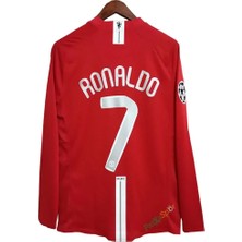 Cristiona Ronaldo Kırmızı Moscow 2008  Şampiyonlar Ligi Uzun Kol Yetişkin T-Shrt Forma