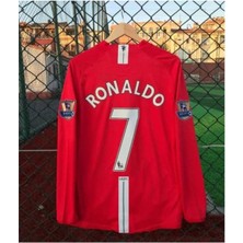 Cristiona Ronaldo Kırmızı Moscow 2008  Şampiyonlar Ligi Uzun Kol Yetişkin T-Shrt Forma